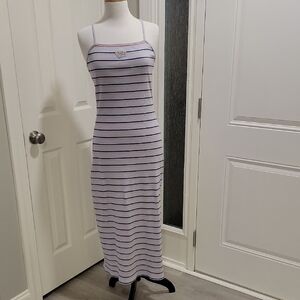 Nike Light Purple, Pink and Blue Striped Ribbed Texture Maxi Dress